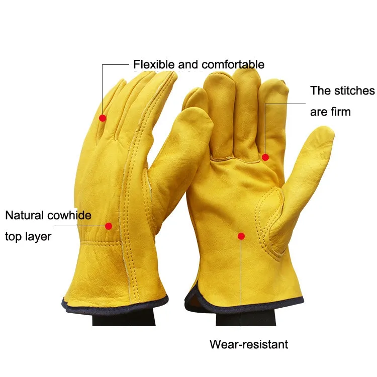 1 Pair JJ-1011 Genuine Leather Outdoor Wear-resistant Gardening Gloves, Size: L