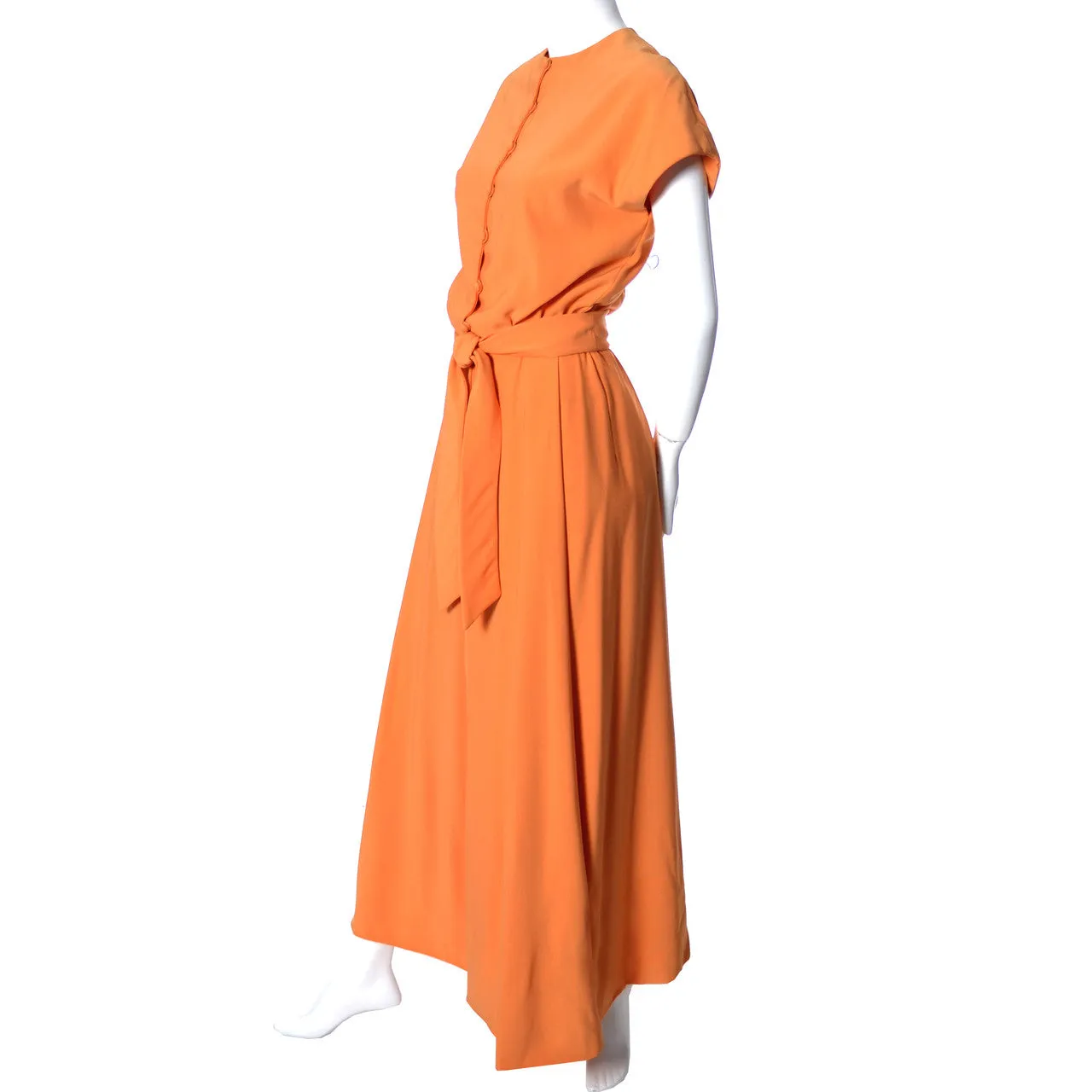 1970s Teal Traina Orange Vintage Maxi Dress