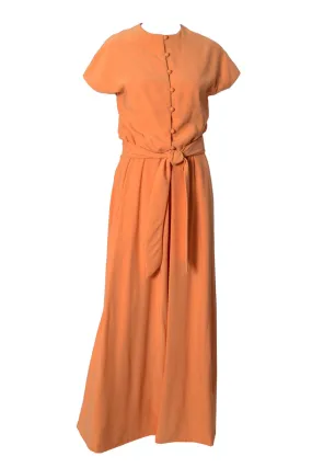 1970s Teal Traina Orange Vintage Maxi Dress