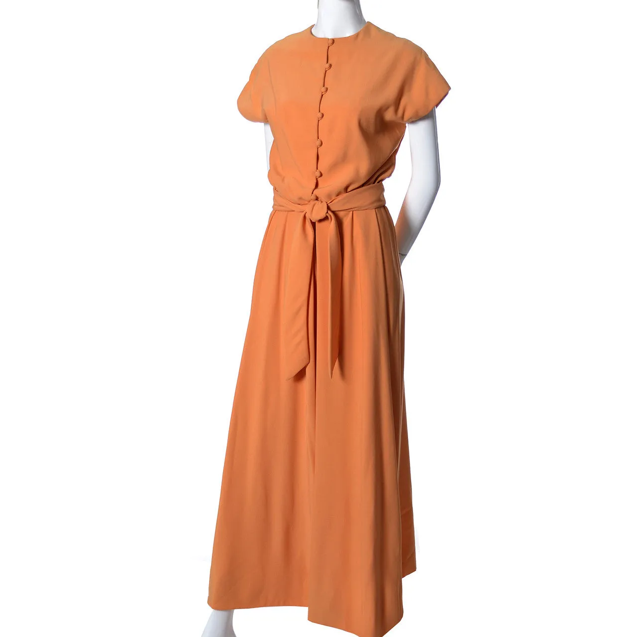 1970s Teal Traina Orange Vintage Maxi Dress