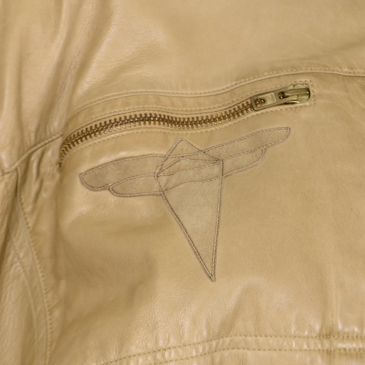 1983 S/S Claude Montana Ideal Cuir Tan Leather Runway Bomber Jacket W Applique