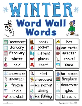 30 Winter Word Wall Words