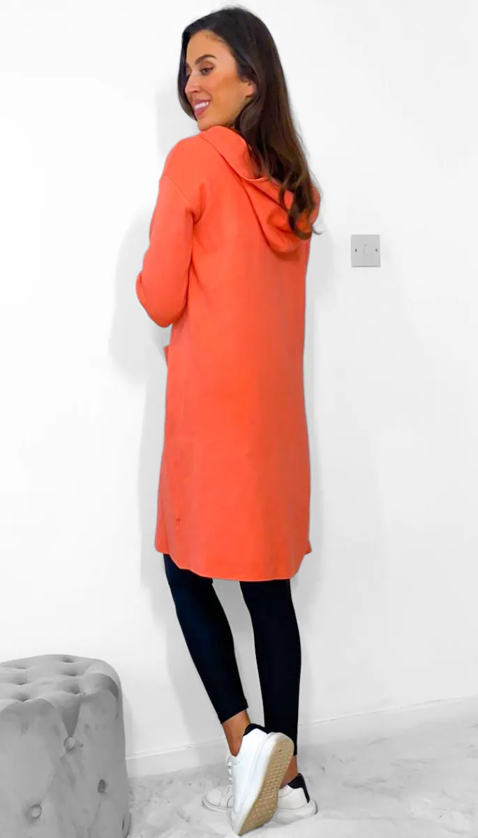 4-7605 Orange Hooded Cardigan