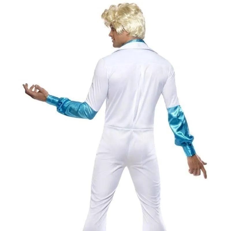 70s Disco Man Costume Adult White ABBA Jumpsuit