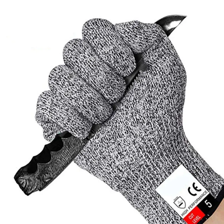 A Pair Cut-resistant Gardening Gloves HPPE Food-grade 5-Level Anti-cutting Anti-wear Safety Working Gloves, Size: S, Length: 20cm(Black)