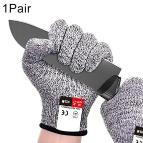 A Pair Cut-resistant Gardening Gloves HPPE Food-grade 5-Level Anti-cutting Anti-wear Safety Working Gloves, Size: S, Length: 20cm(Black)