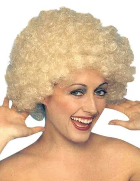 Afro Blonde Costume Wig 1970's Fancy Dress