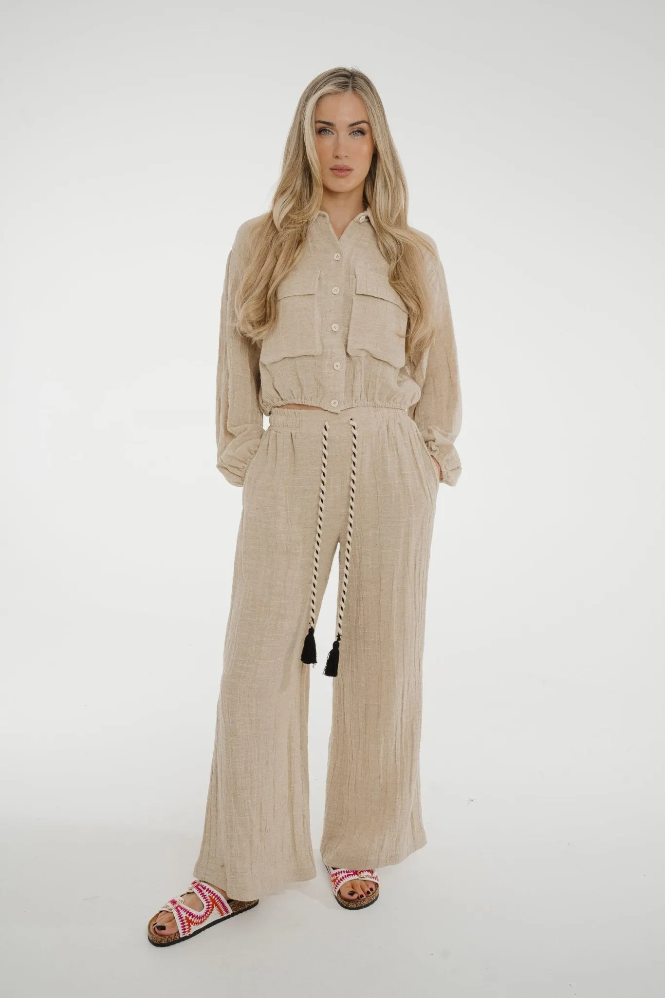 Alana Linen Mix Two Piece In Neutral