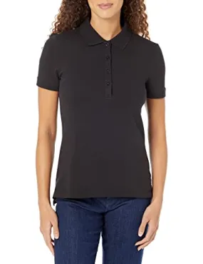 Amazon Essentials Women's Short Sleeve Polo Shirt Black X-small