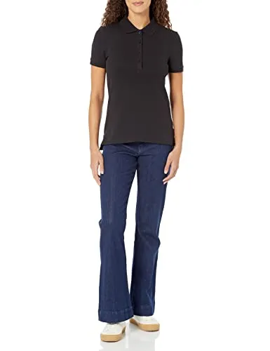 Amazon Essentials Women's Short Sleeve Polo Shirt Black X-small