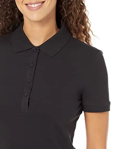 Amazon Essentials Women's Short Sleeve Polo Shirt Black X-small