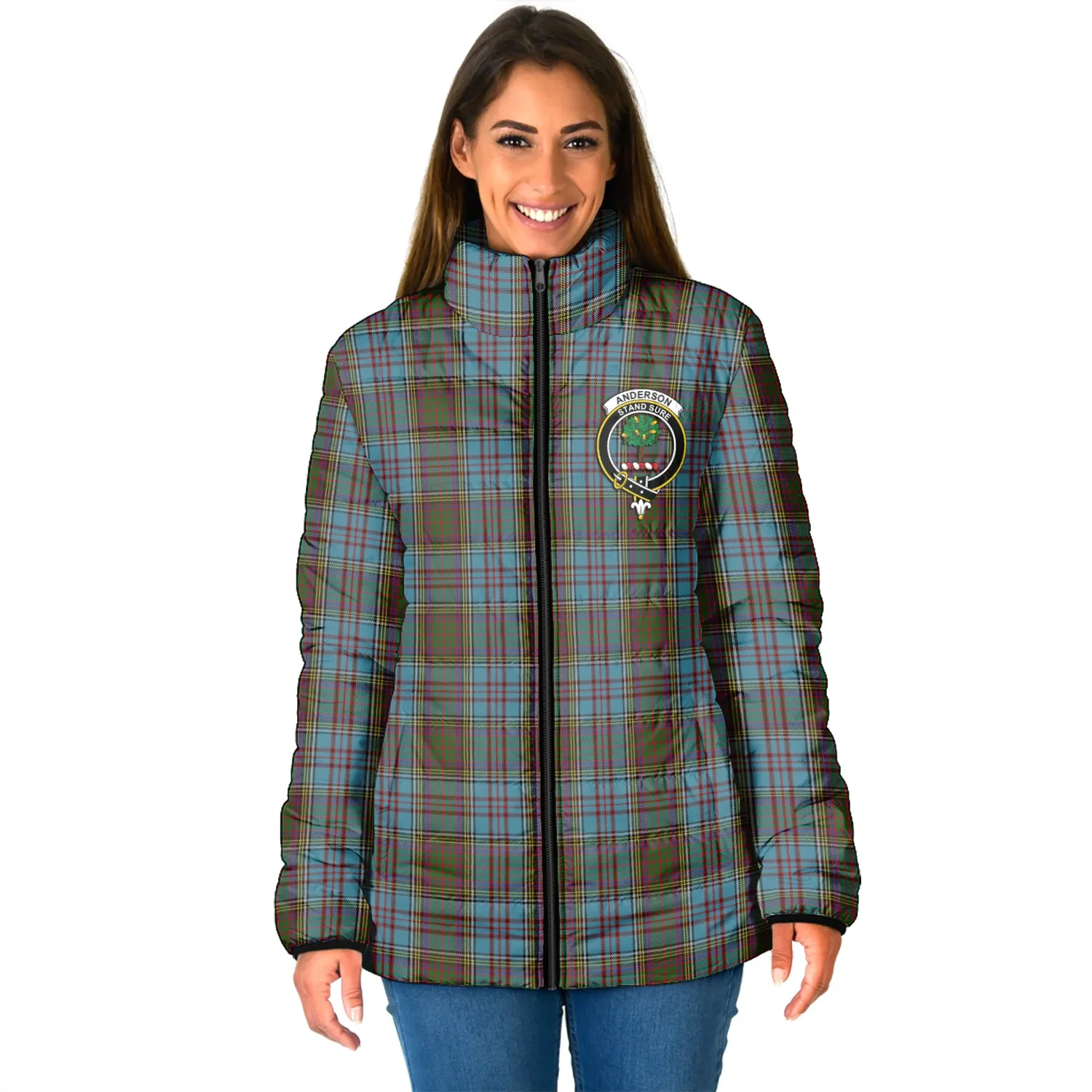 Anderson Tartan Padded Jacket with Family Crest