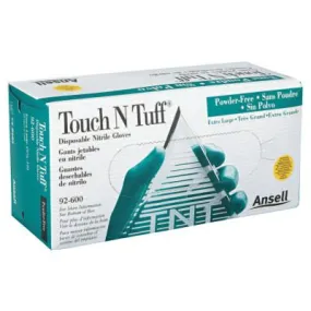 Ansell Touch N Tuff Disposable Gloves, Powder Free, Nitrile, 4 mil, 9.5 - 10, Green, 105080