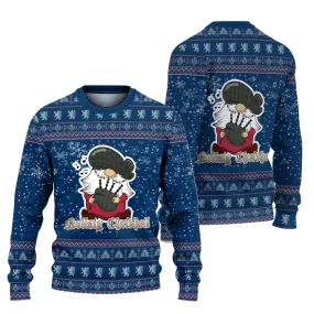 Antrim County Ireland Clan Christmas Family Ugly Sweater with Funny Gnome Playing Bagpipes