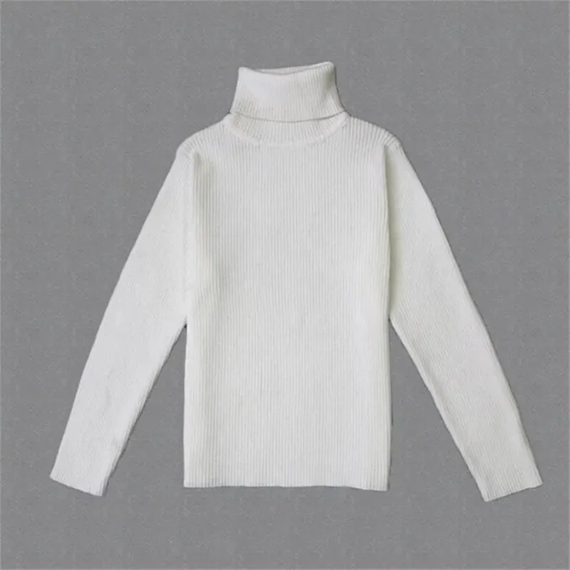 Baby Girls Winter Turtleneck Knitted Sweaters Clothes 2024 Autumn Children Boys Pullover Kids Knitwear