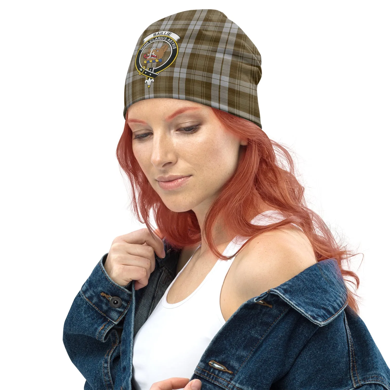 Baillie Dress Tartan Beanies Hat with Family Crest