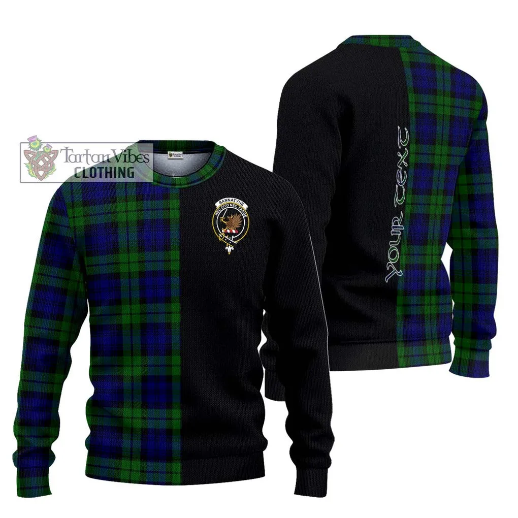 Bannatyne Tartan Ugly Sweater with Family Crest and Half Of Me Style