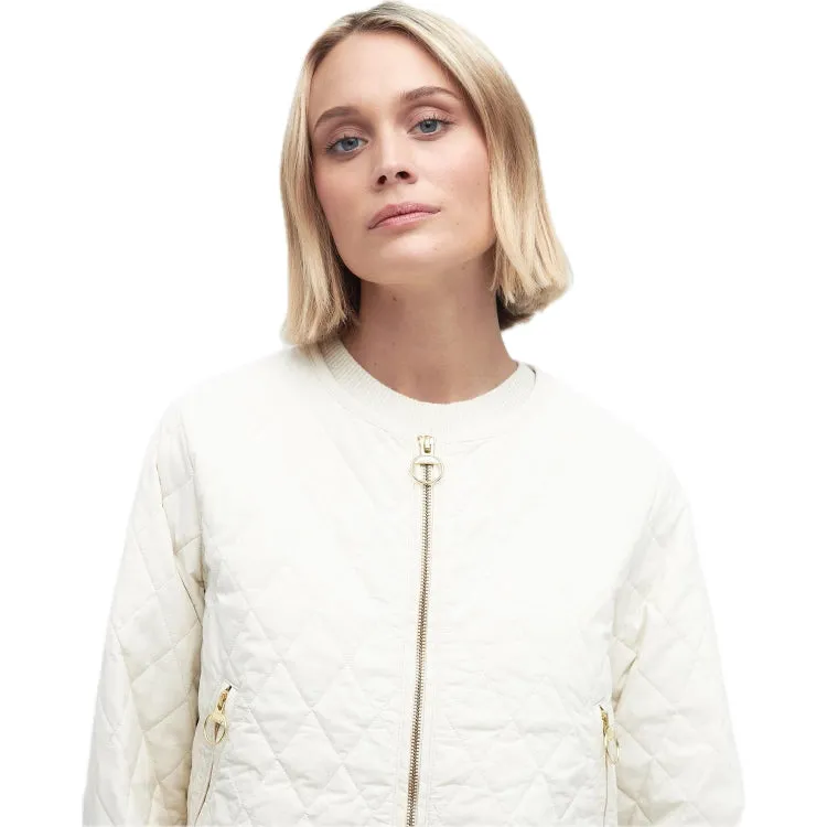 Barbour Ladies Caroline Quilted Jacket - Antique White/Dress Lemon