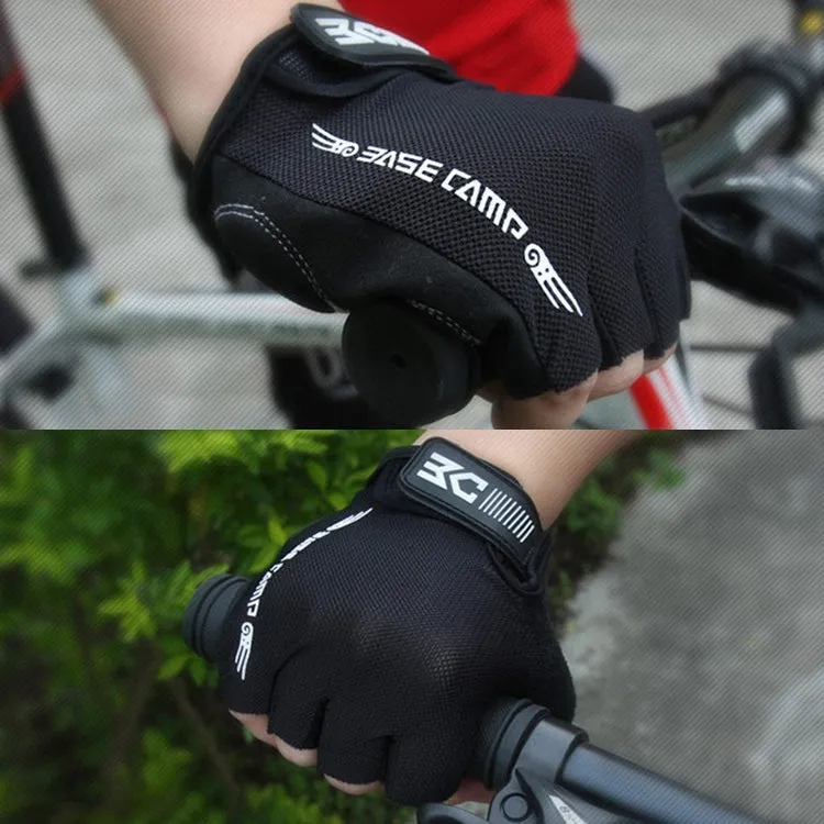 BaseCamp BC-204 Bicycle Half Finger Gloves Lycra Fabric Cycling Gloves, Size: M(Grey)