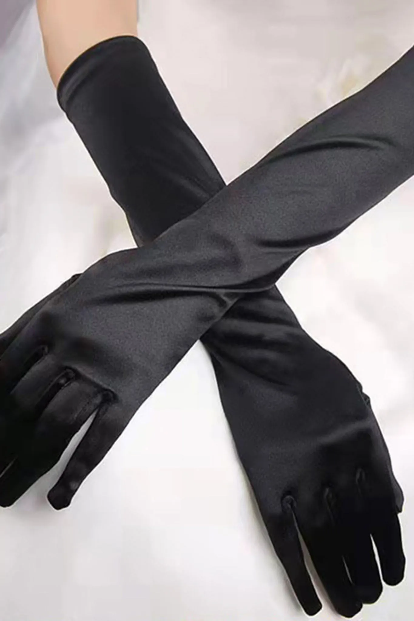 Bella Satin Gloves Black