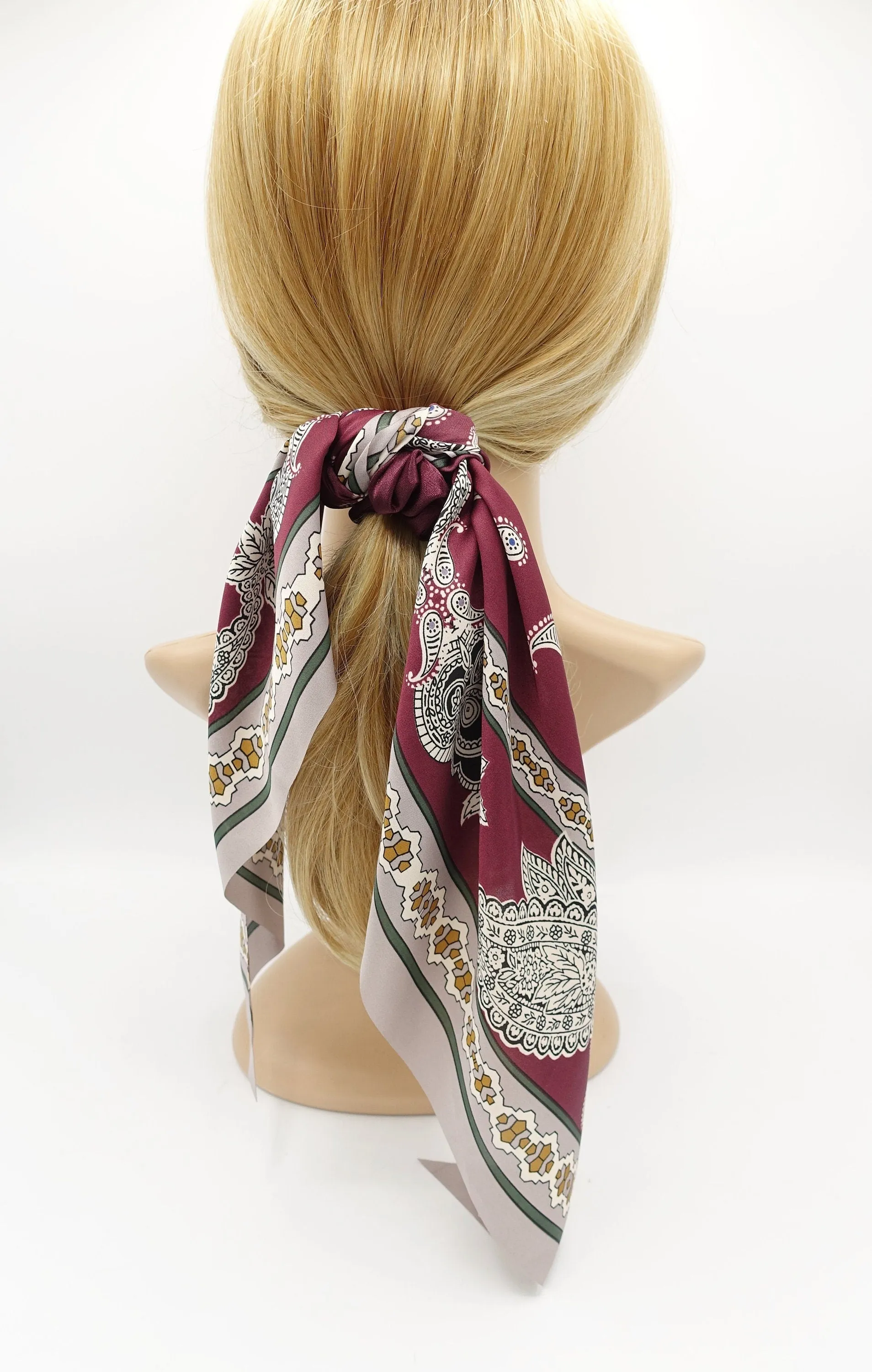 big paisley scarf scrunchies satin knot hair elastic scrunchie for women