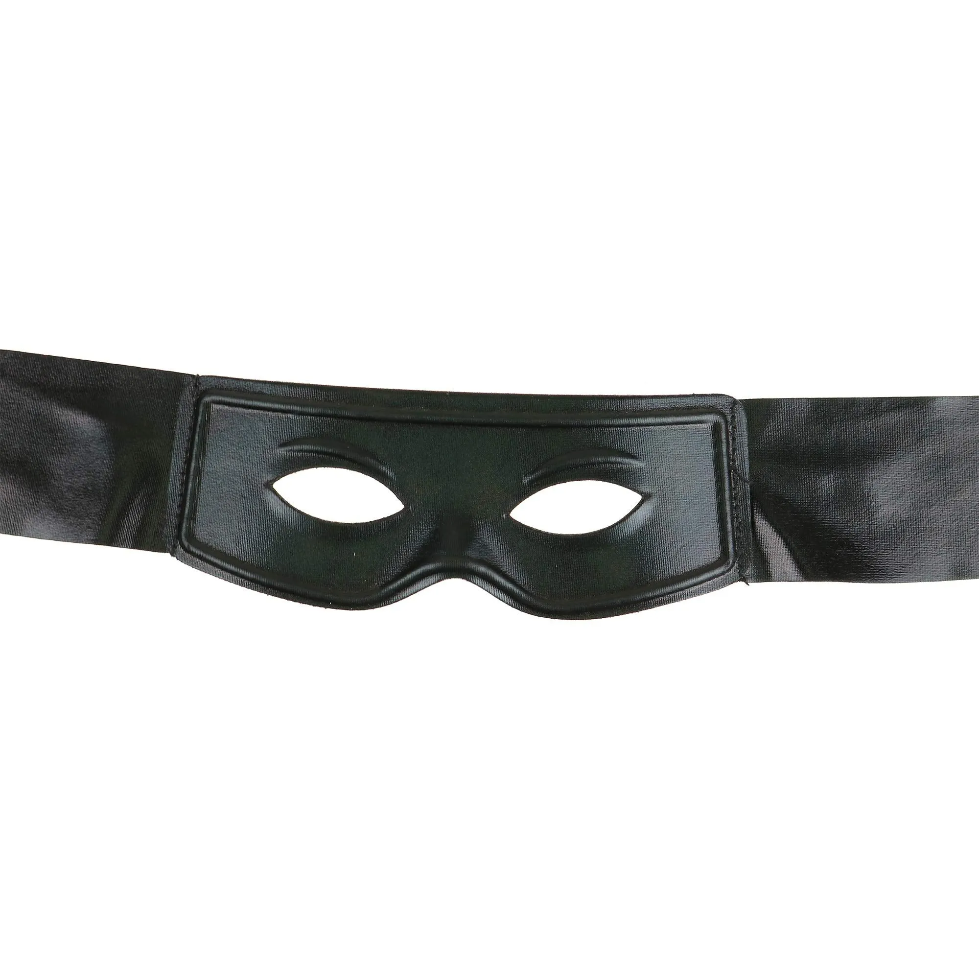 Black Burglar Masquerade Mask - Faux Leather Costume Bank Robber Thief Mask with Tie Strings