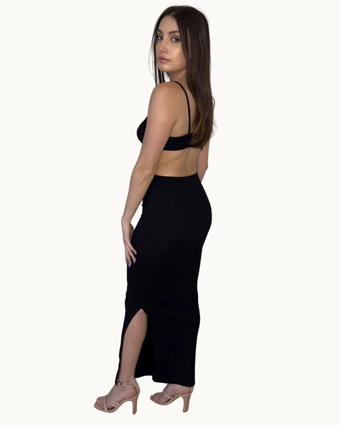 Black Cutout Split Hem Dress