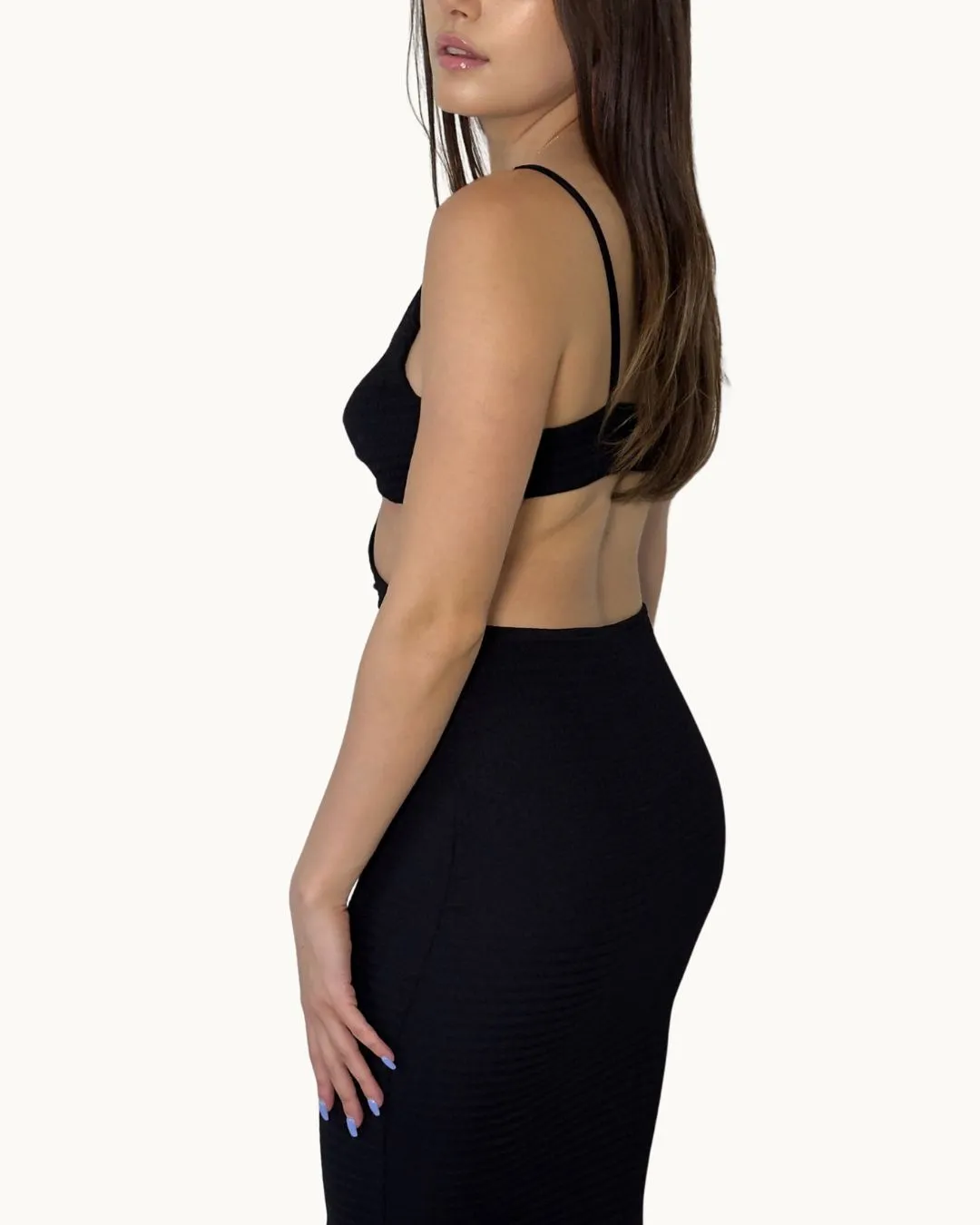 Black Cutout Split Hem Dress