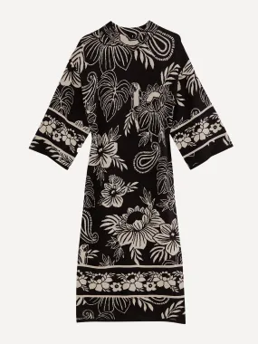 Black paisley bloom knit dress