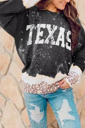 Black "TEXAS" Leopard Sweatshirt