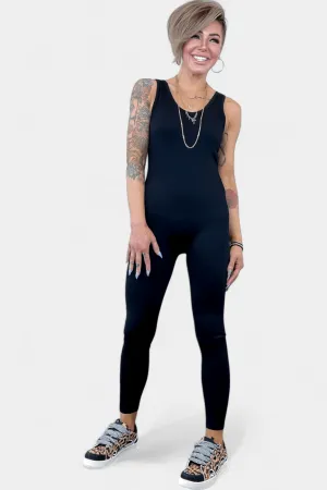 Black Seamless Sports Jumpsuit