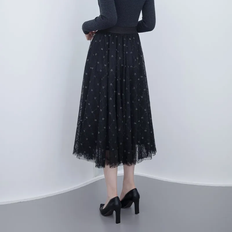 Black Tulle Midi Skirts