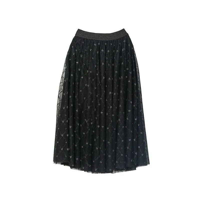 Black Tulle Midi Skirts