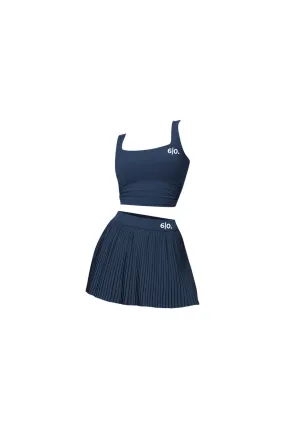 Blue color top and pleated skirt set