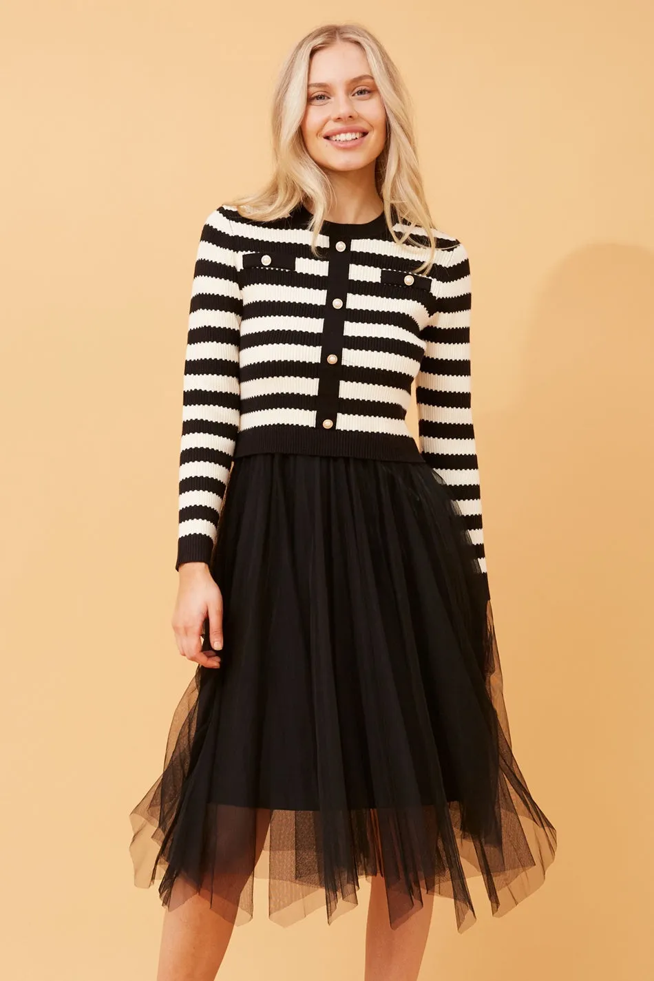 BRENNA STRIPE PRINT KNIT DRESS