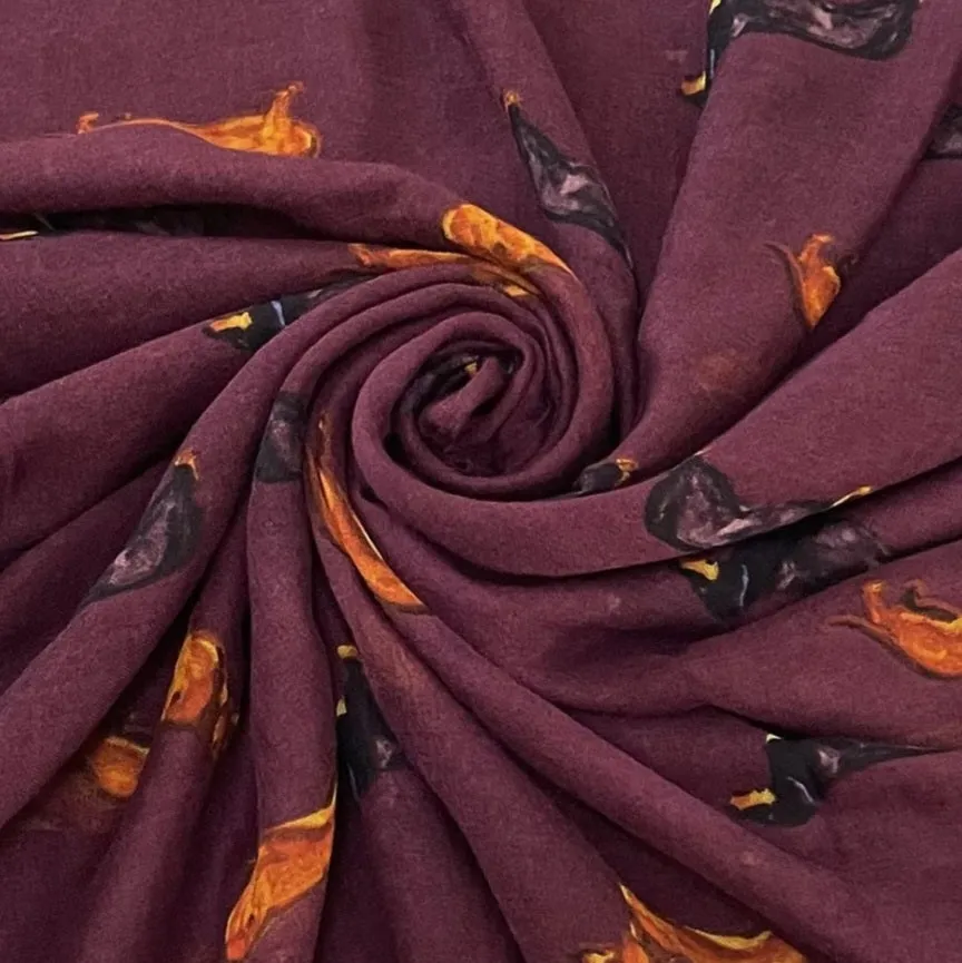 Burgundy Sausage Dog Scarf