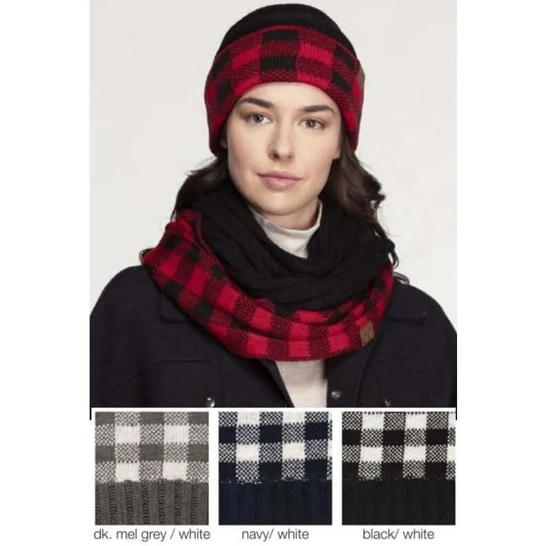 C. C Buffalo Check Knit Scarf