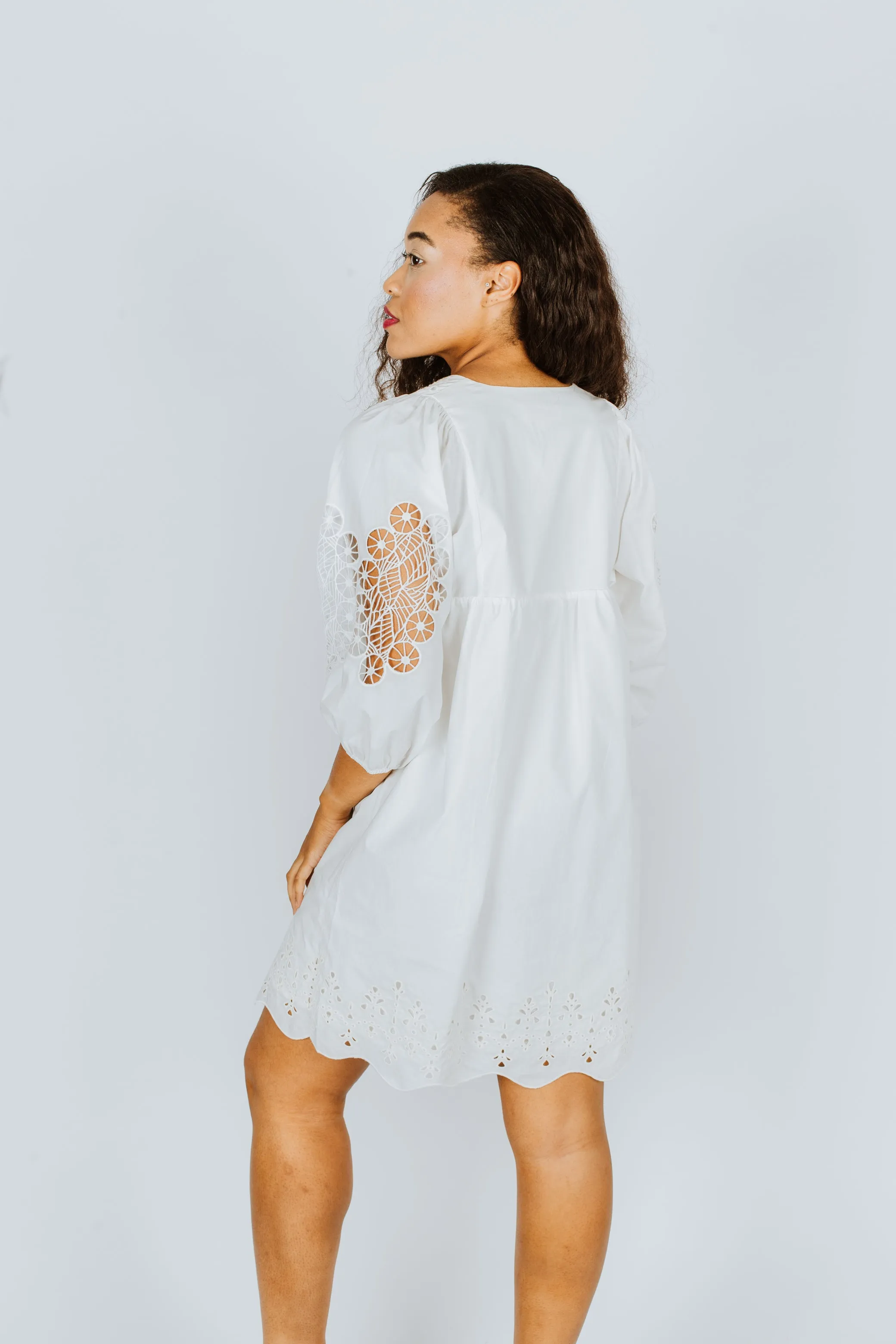 Caballero Raine White Embroidered Dress