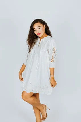 Caballero Raine White Embroidered Dress