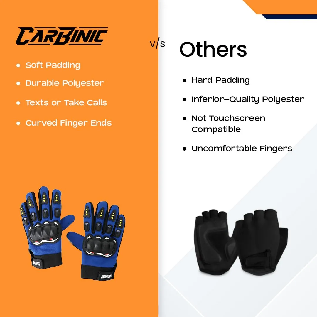 CARBINIC Bike Riding Gloves for Men Women | Adjustable Wrist, Strong Knuckle Protection | Touch Screen Sensitivity at Thumb & Index | Washable & Breathable Hand Gloves | Bike Accessories | L, Blue