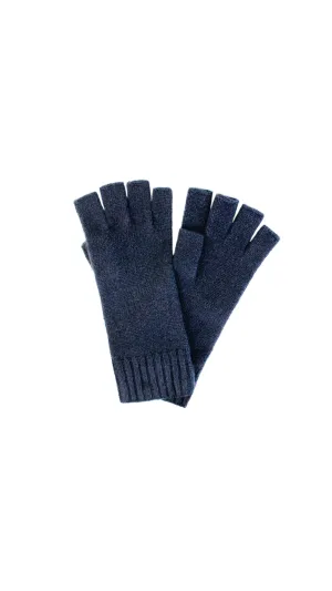 Cashmere Fingerless Gloves - Denim