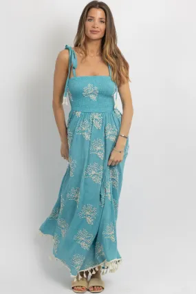 CENOTE EMBROIDERED MAXI DRESS