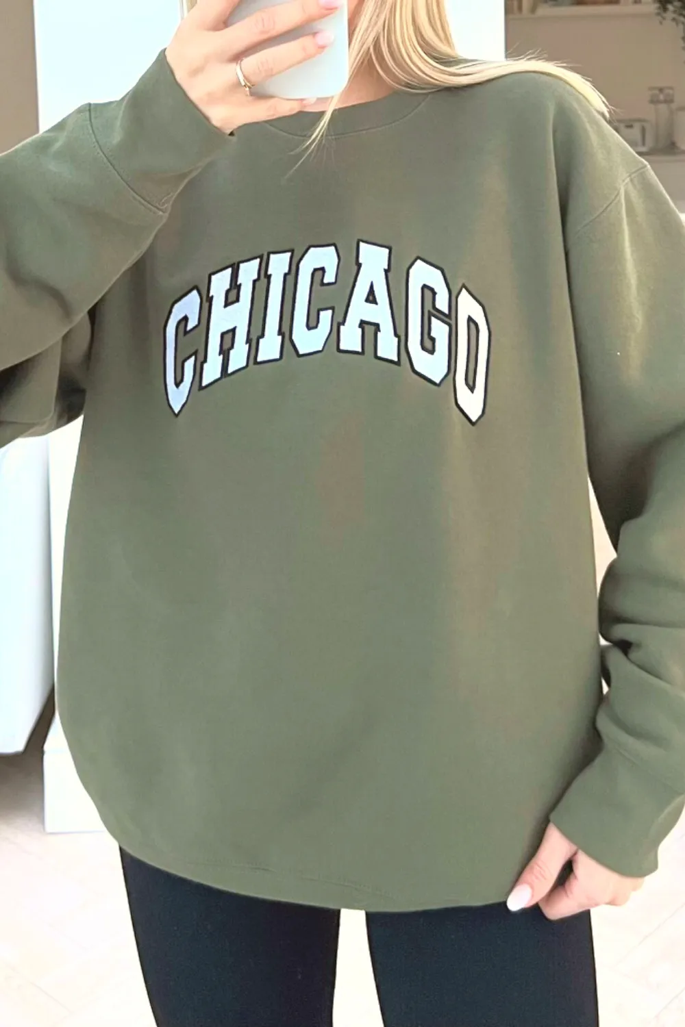 Chicago khaki embroidered sweater