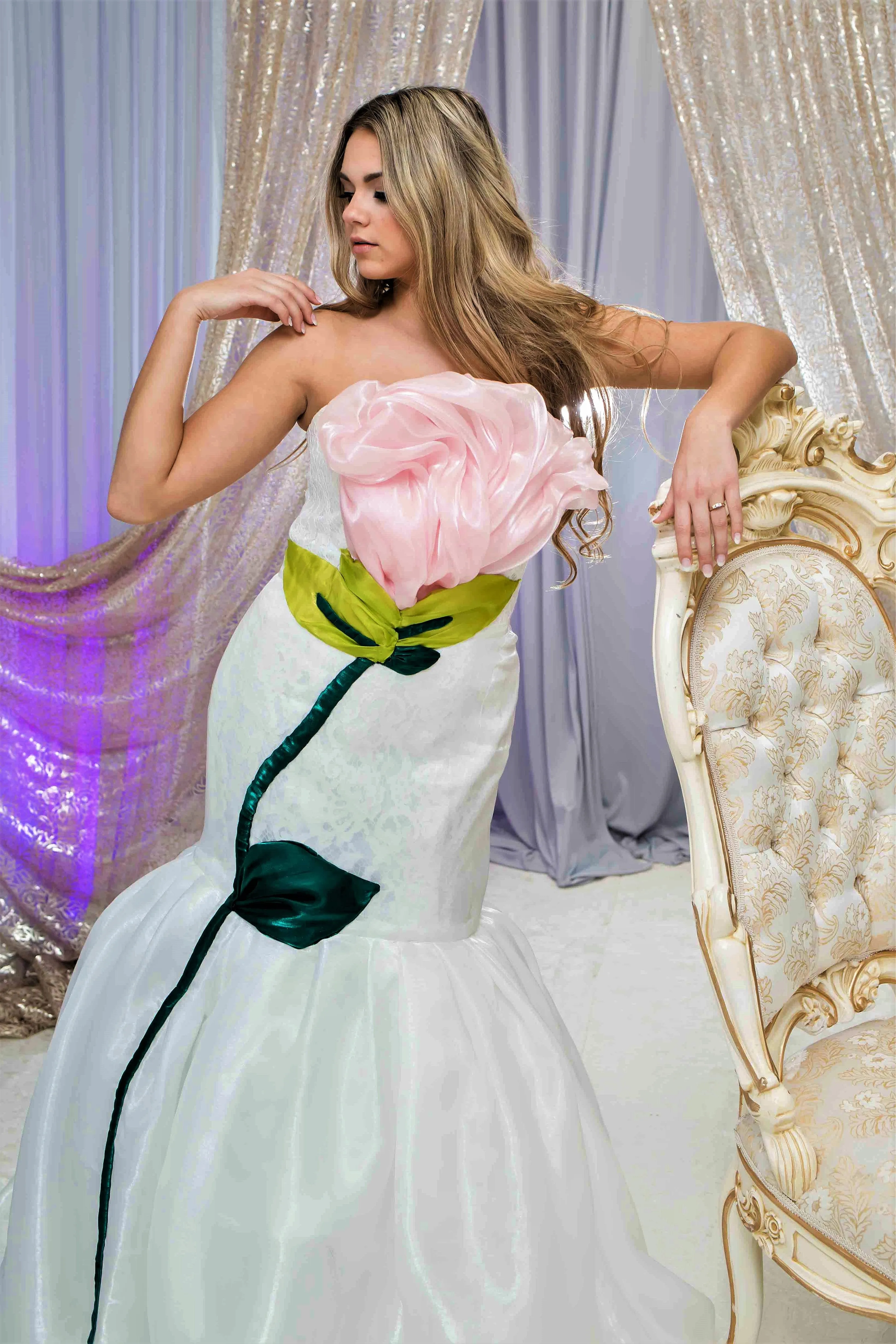 CHICAGO PEACE ROSE Couture Evening Gown