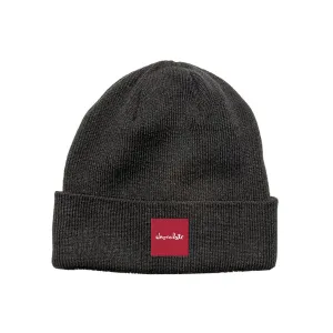 Chocolate Red Square Tight Cuff Beanie Black