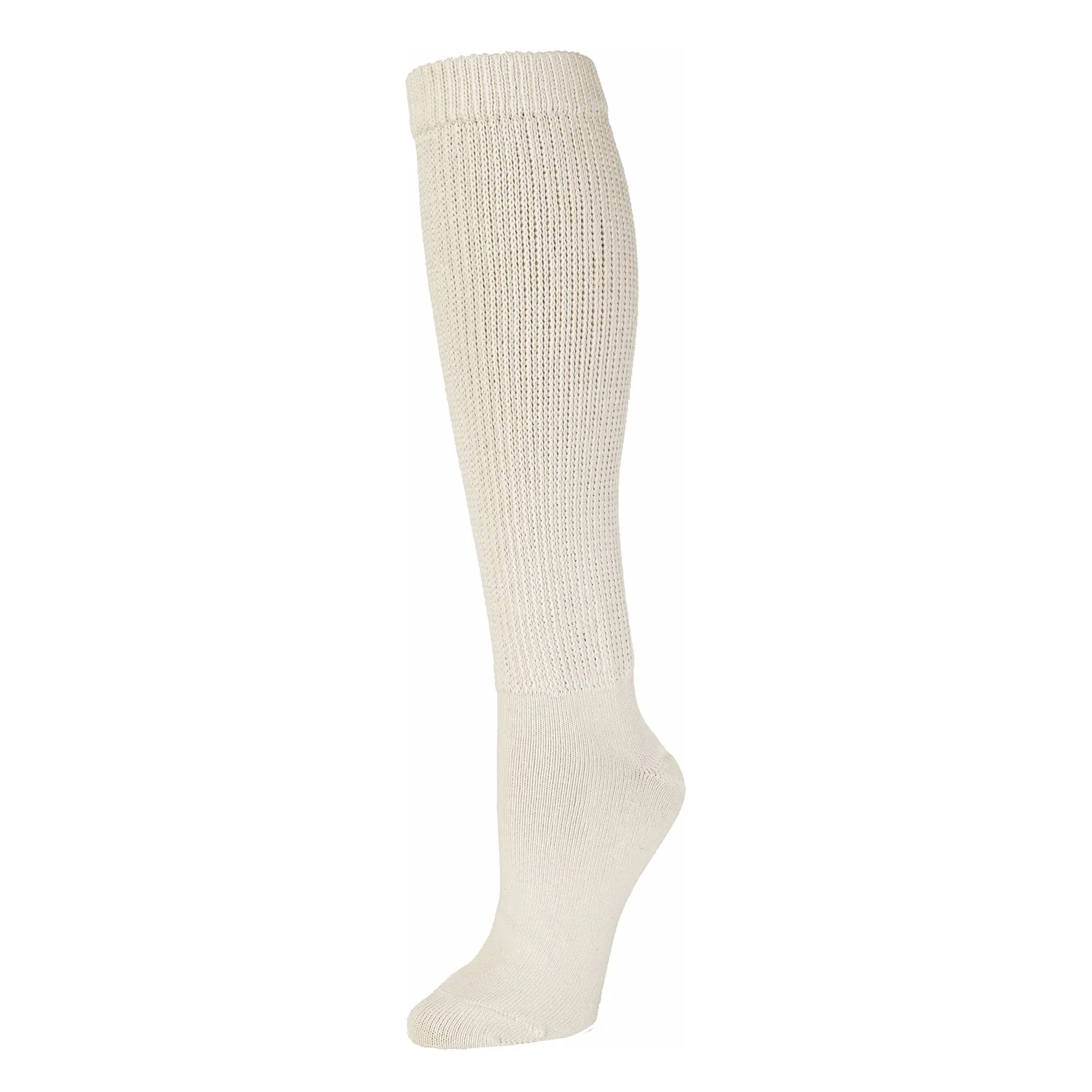 Chunky Knit Organic Cotton Slouch Knee Socks - Natural