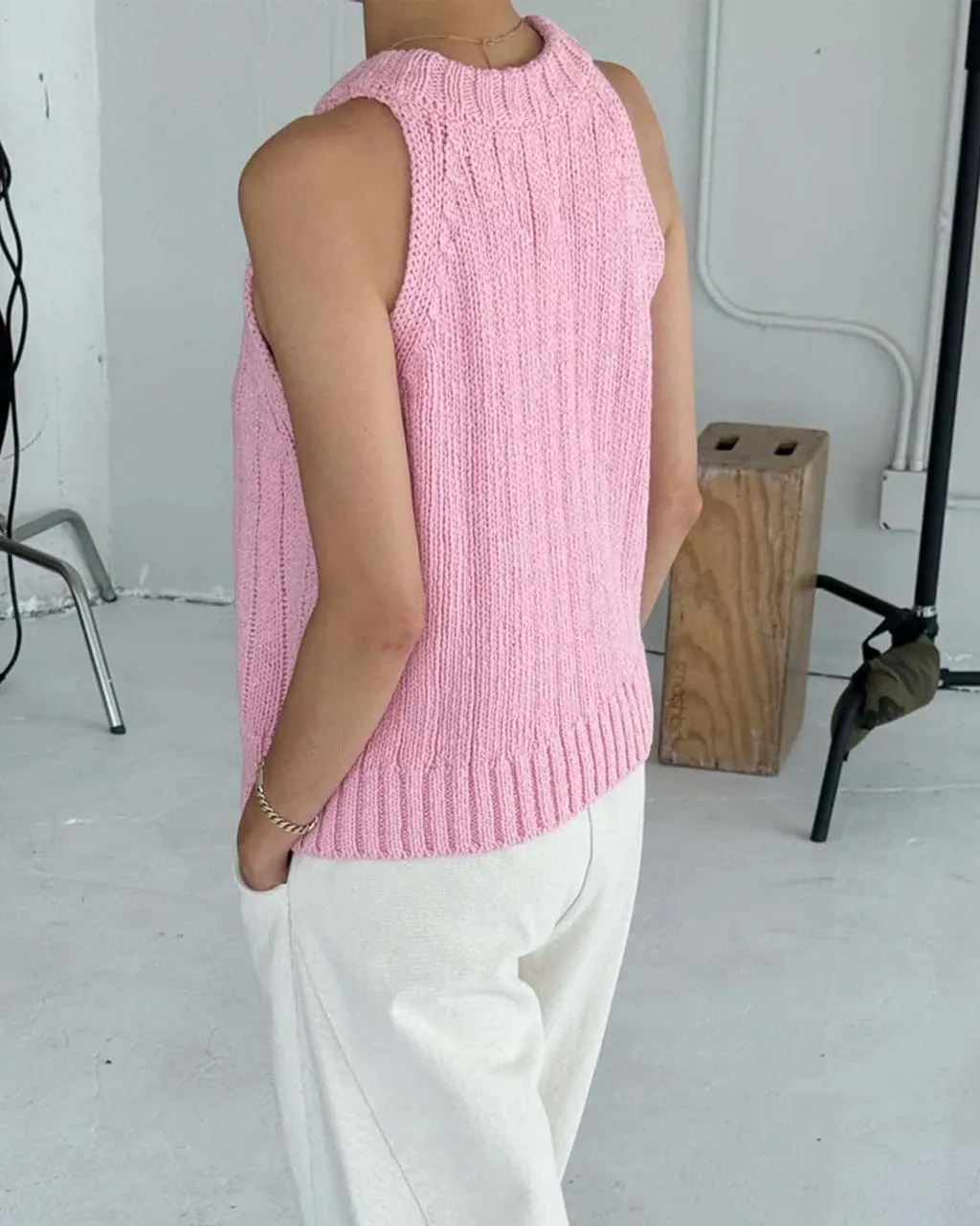 Claire Cotton Sweater Tank - Pink