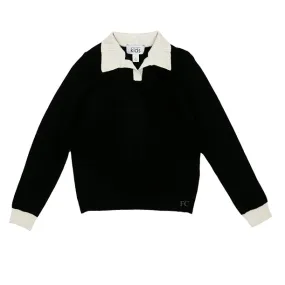 Contrast trim black polo by Autumn Cashmere