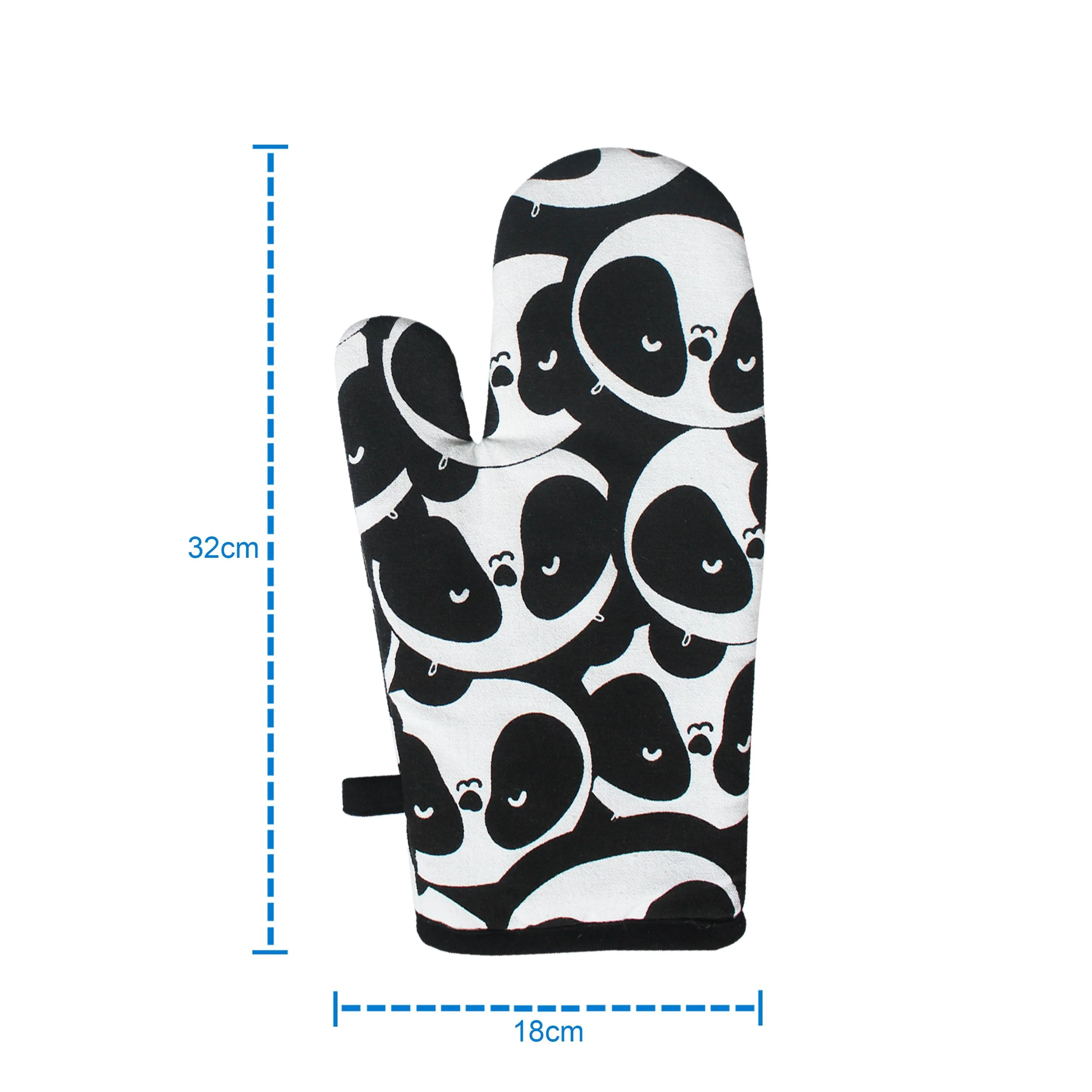 Cotton Black Panda Oven Gloves Pack Of 2