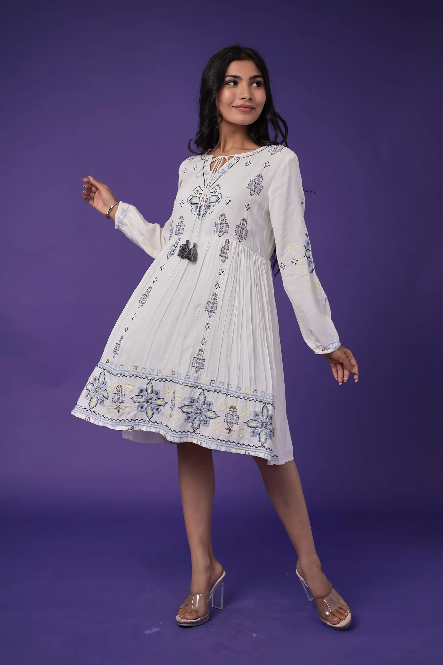 Cotton Dress with Embroidered work